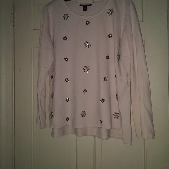 Style & Co. Mauve Pink Sequin Clusters Long Sleeve Top Size Large - Picture 1 of 4